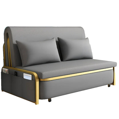 Dark grey foldable sofa bed with metal frame measuring 1.03 metres wide in both seating and sleeping configurations