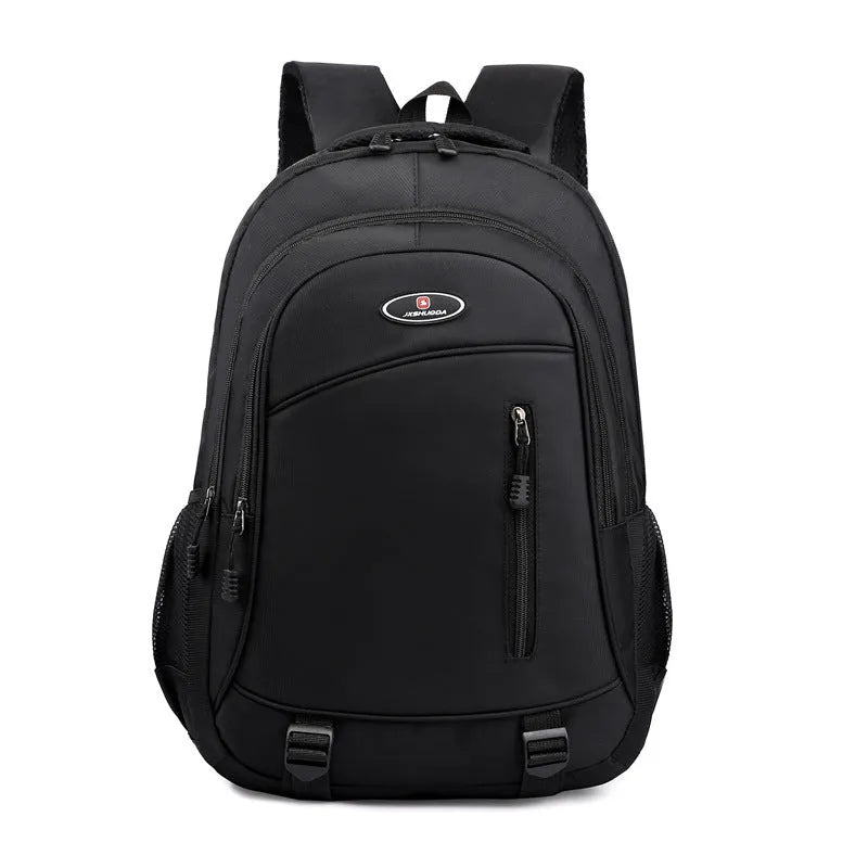 Waterproof nylon high school backpack with air-cushioned straps in black, red, blue, or grey colours