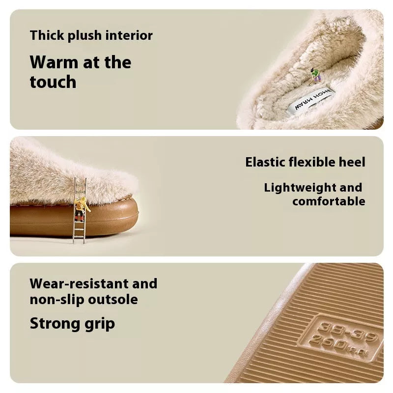 Women's plush butterfly knot slippers with memory foam insole in milk tea, cloud white, and sweetheart pink