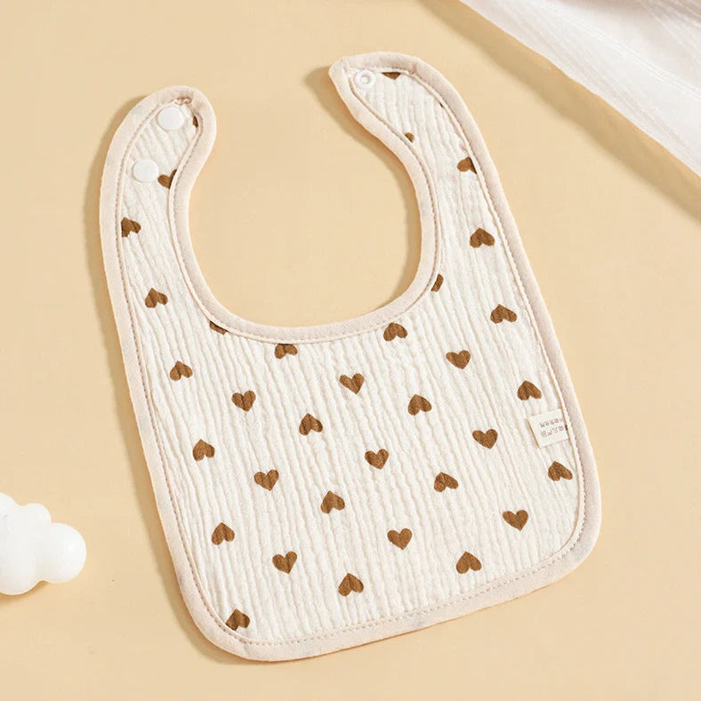 Pure cotton six-layer gauze baby U-shaped bib measuring 23×33cm with animal pattern design