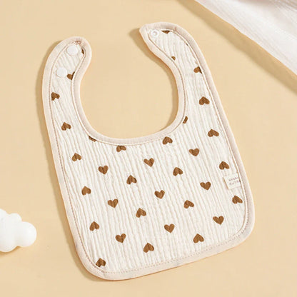 Pure cotton six-layer gauze baby U-shaped bib measuring 23×33cm with animal pattern design