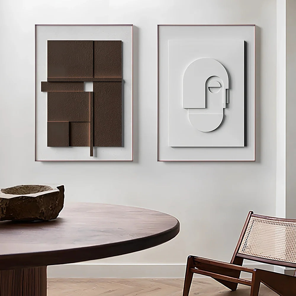 Frameless three-dimensional abstract geometric Morandi canvas hanging painting, sizes 10x15cm to 60x90cm, 59-138g weight