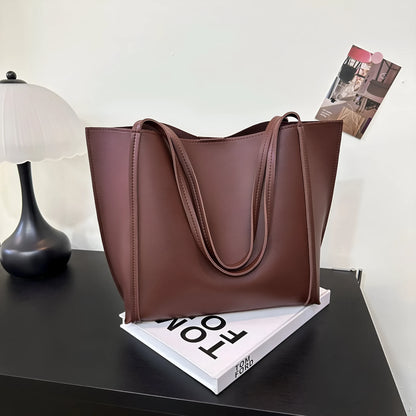 Women's PU single shoulder bag, horizontal square, 44x11x29cm, with synthetic leather lining and stitching, in grey, coffee, black, white, khaki or light brown