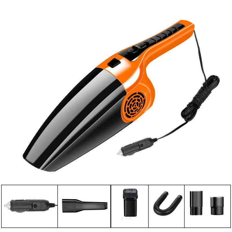 PoHigh Power Hypa car vacuum cleaner with 36cm length, black or orange colour, showing cigarette lighter connection