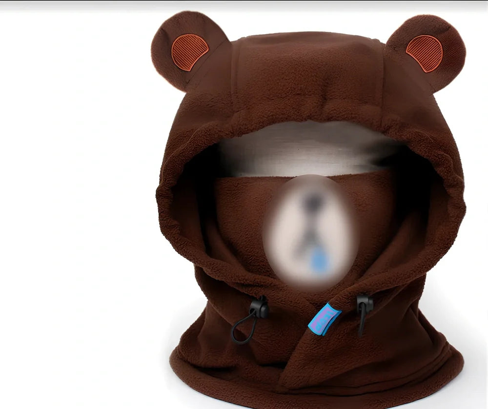 Brown Bear cartoon ski helmet head cover for winter sports protection with elastic band