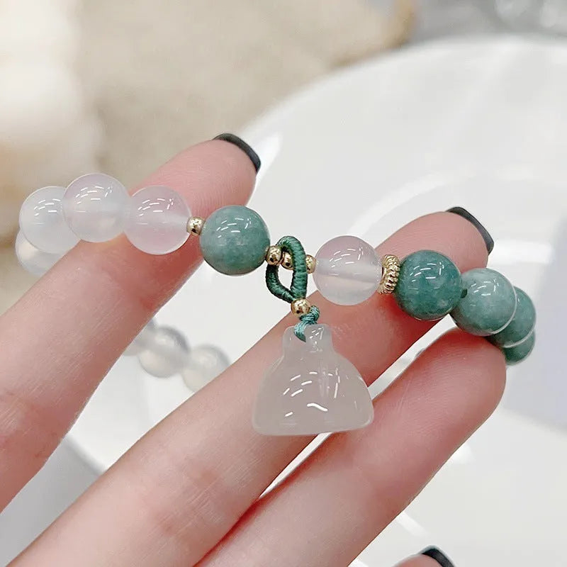 Women's agate lotus seedpod bracelet in retro Chinese style with manual processing