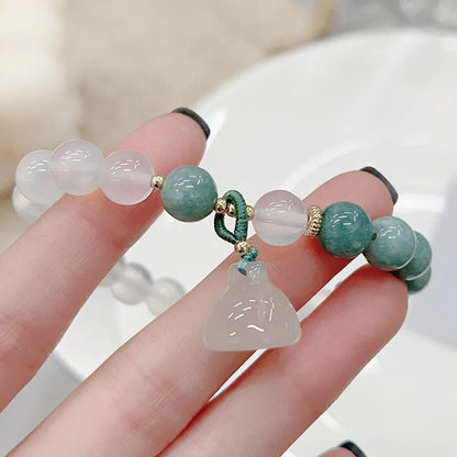 Women's agate lotus seedpod bracelet in retro Chinese style with manual processing