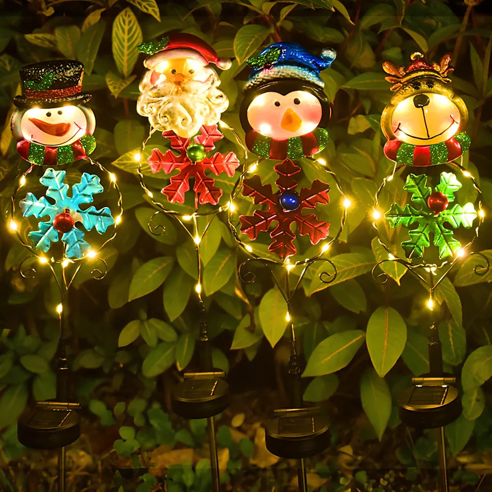 Solar Christmas LED ground light with Snowman design, 710mm height with ground spike