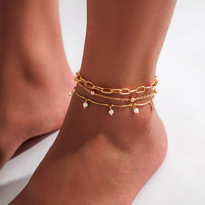 Beach Star Tassel Ankle Ring in gold and black, lightweight summer jewelry