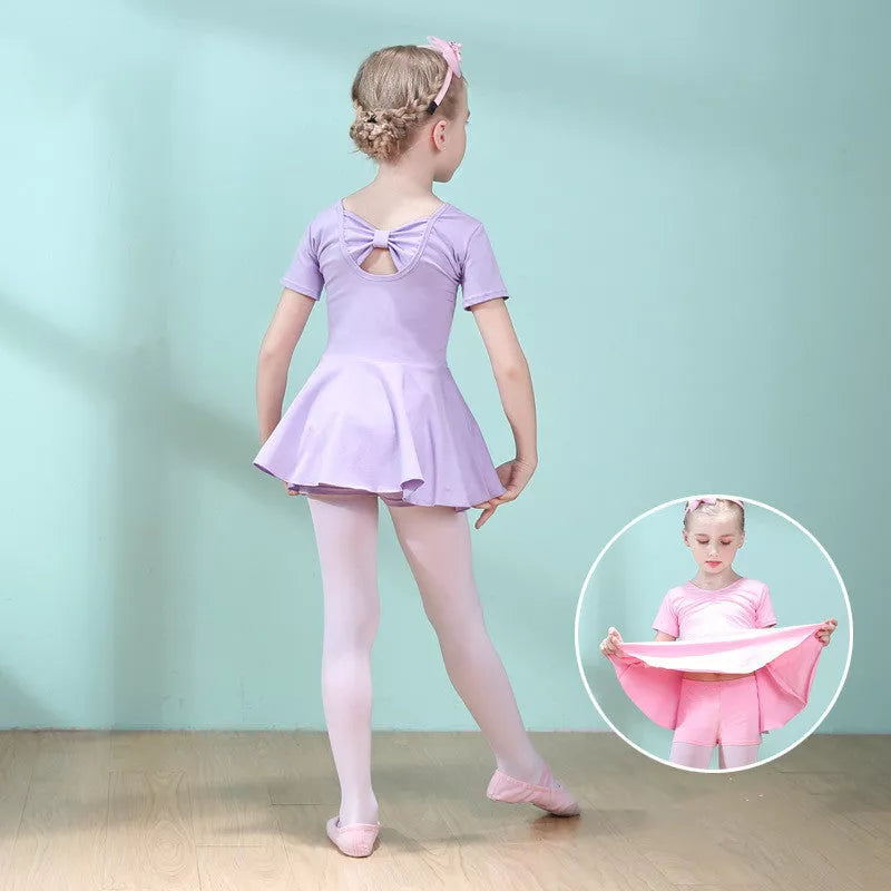 Girls cotton dance skirt in various colors and sleeve styles for dance practice