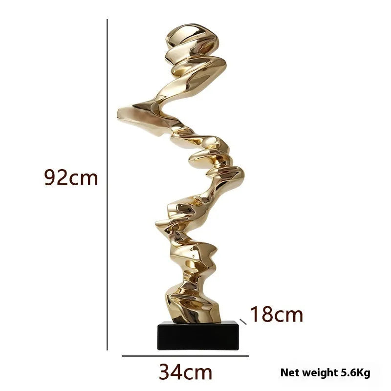 Abstract still life ornament in natural resin with modern simplicity design, 15cm height, in Bright Gold, Elegant Silver, or Phantom Blue