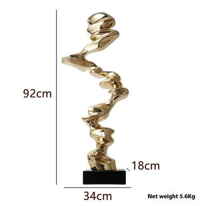 Abstract still life ornament in natural resin with modern simplicity design, 15cm height, in Bright Gold, Elegant Silver, or Phantom Blue