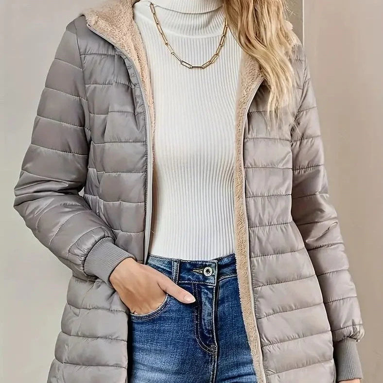 Ladies' jacket with regular long sleeves in cotton fabric, colours black, grey, khaki, sizes S to 4XL