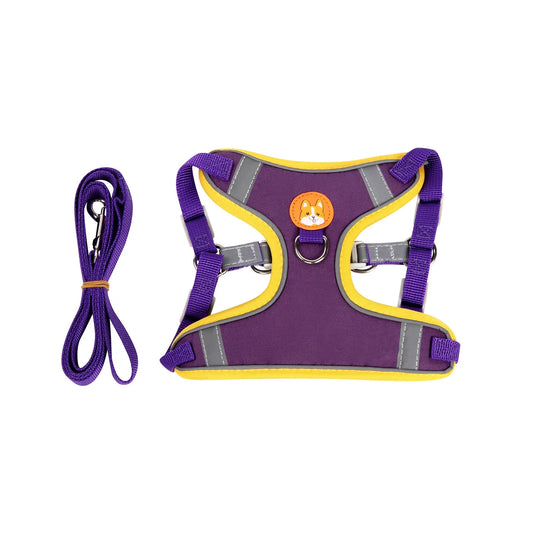 Adjustable dog harness with haulage rope attachment in multiple colour options