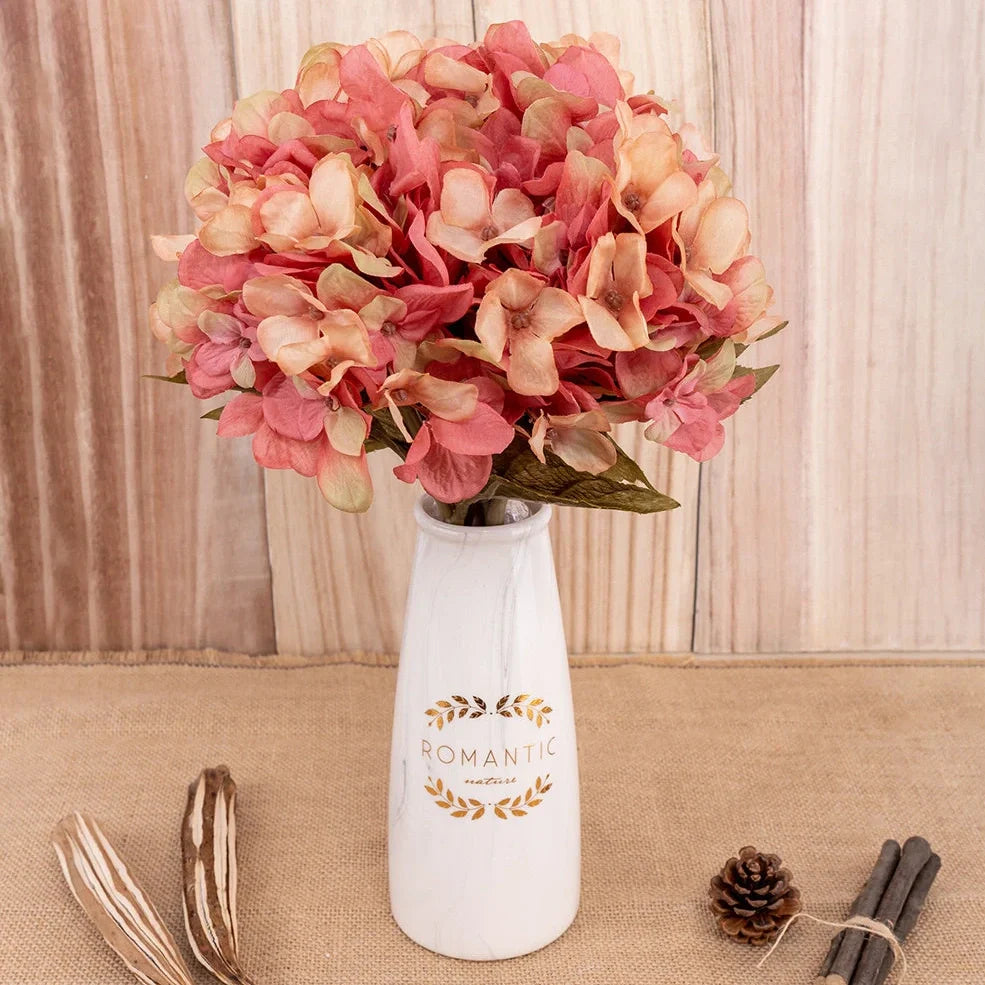 36cm artificial hydrangea branch with 16cm flower head in coffee brown colour