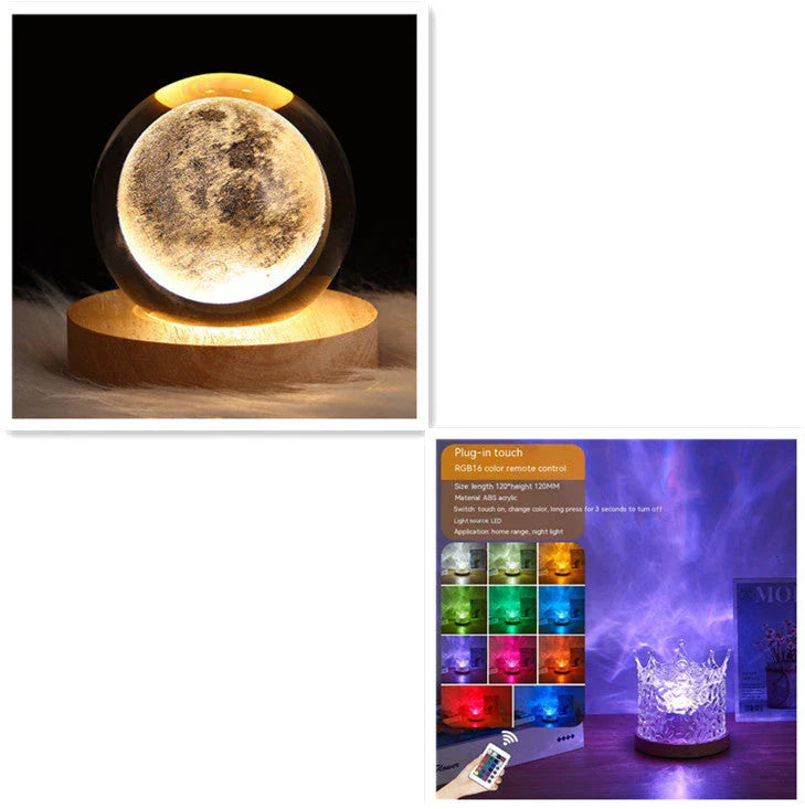 Mesmerizing water wave ambient LED table lamp with remote control, creating a serene and calming atmosphere in any room