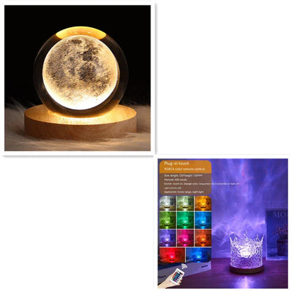 Mesmerizing water wave ambient LED table lamp with remote control, creating a serene and calming atmosphere in any room