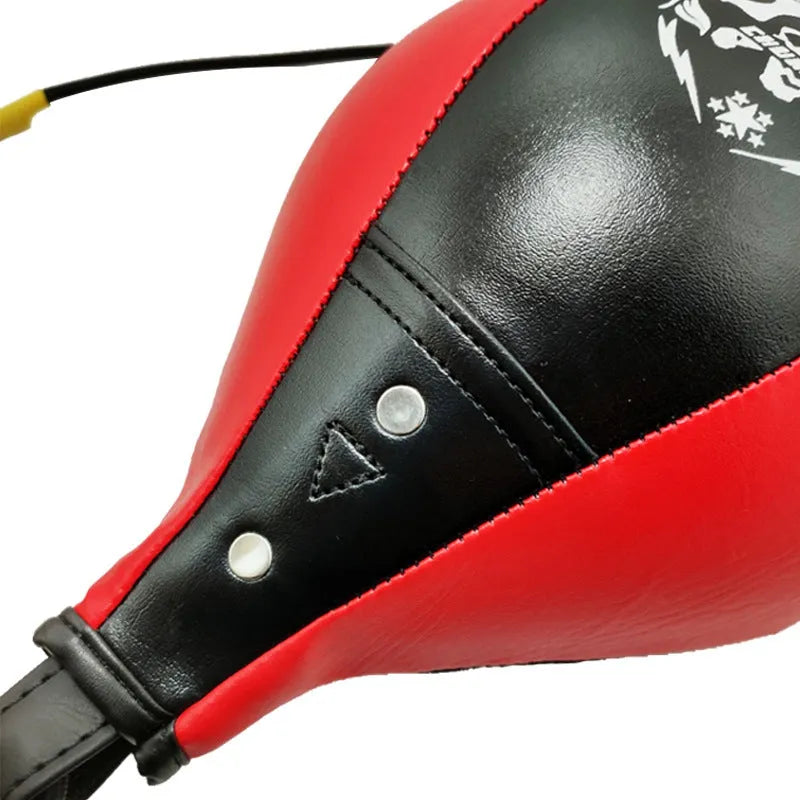 Black and red diamond pattern PU boxing speed ball with elastic hanging cord for training