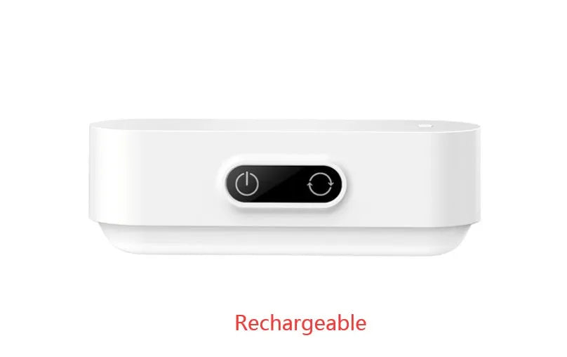 White magnetic mount USB rechargeable LED night light with motion sensor and touch control panel.