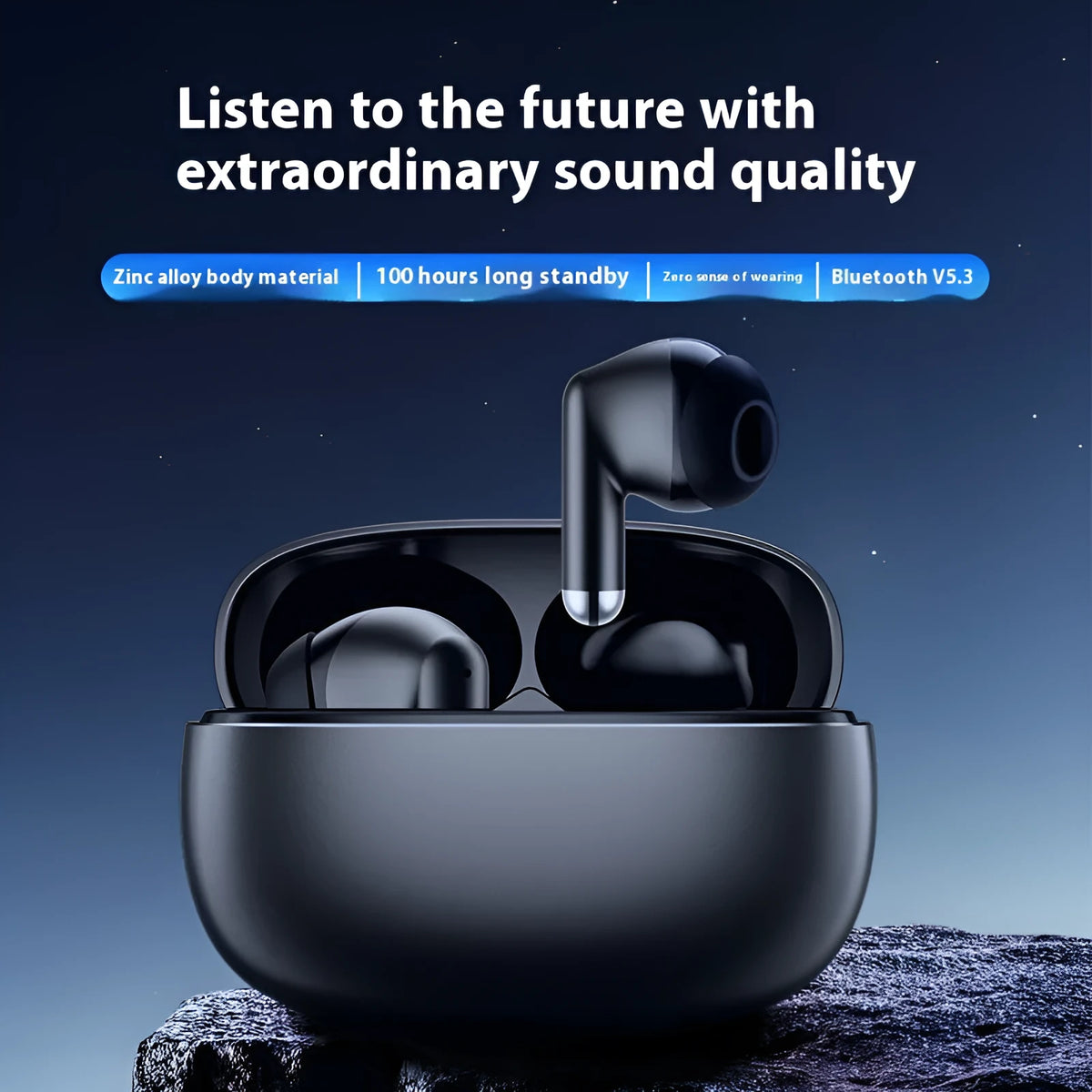 K50 zinc alloy wireless in-ear sports headset in black or silver with 15 metre range and 4-8 hour battery
