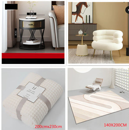 Round coffee table with slate surface and metal frame, featuring integrated storage compartment