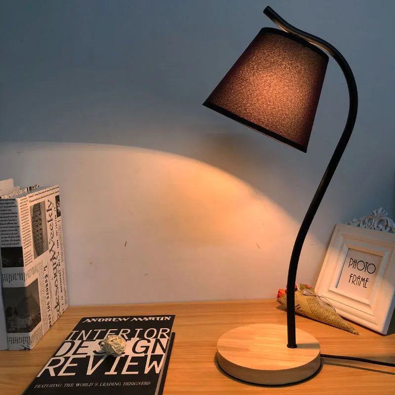 Modern Nordic style table lamp with LED light source and dimmer switch control for study environments