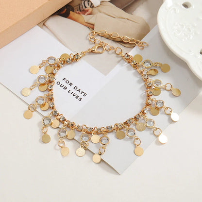 Stylish gold and silver women's beach anklet with geometric design