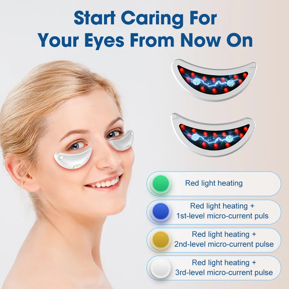 White red light EMS eye and facial massager device for home beauty care