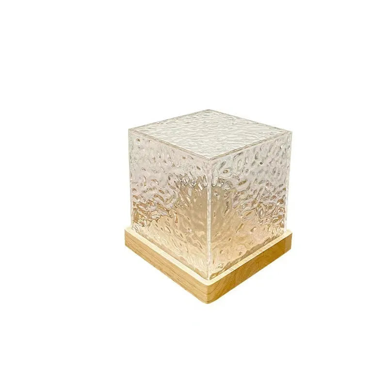 Geometric crystal table lamp projecting water ripple light patterns with remote control