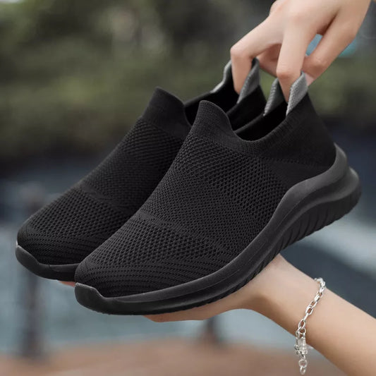 Women's Couple Flying Woven Socks Mouth Mesh Sneakers in various colors