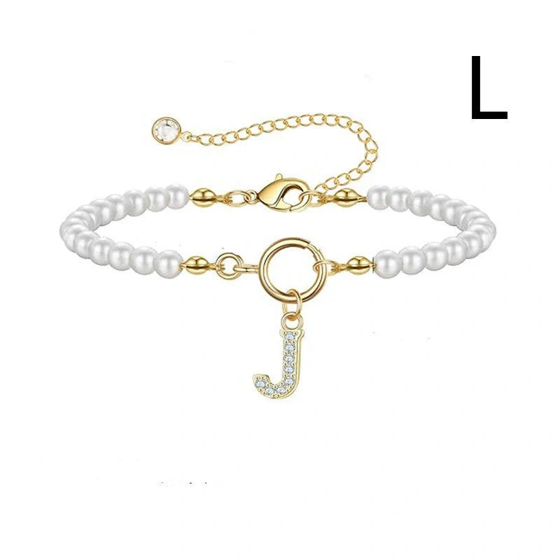 2024 fashion initial pearl bracelet for women with toggle clasp