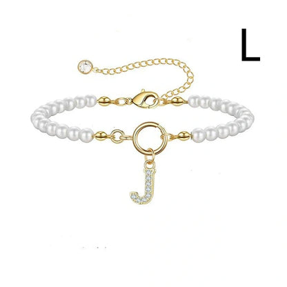 2024 fashion initial pearl bracelet for women with toggle clasp