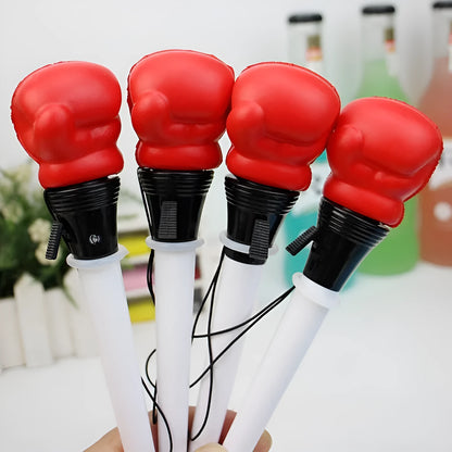 Creative Pressure Relief Boxing Press Pen with plug-in sleeve and 0.7mm bullet tip, set of four black ink pens