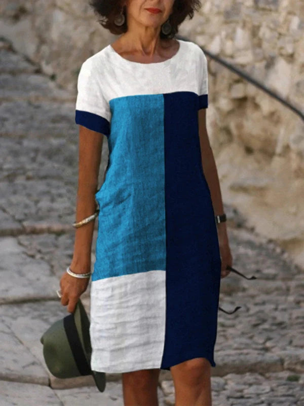 Ladies check print dress in cotton blend, available in multiple colors and sizes