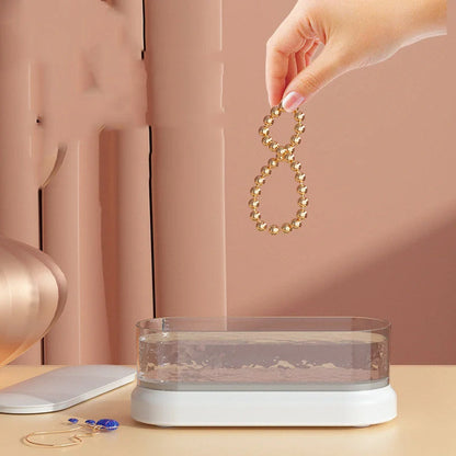 Compact ultrasonic cleaning machine for watches and small items, white color