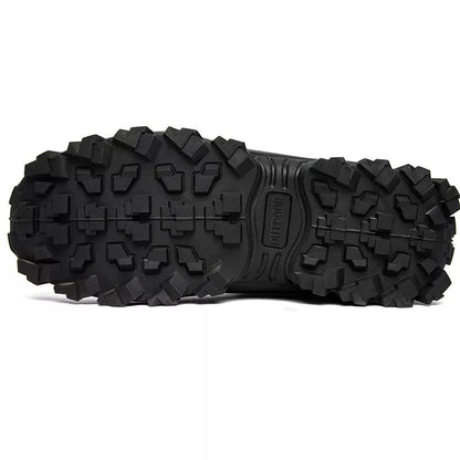 Men's plus size warm high top outdoor cotton shoes in black and dark brown