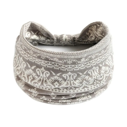Bohemian cloth yoga sports headband with floral and polka dot patterns, available in multiple colours.