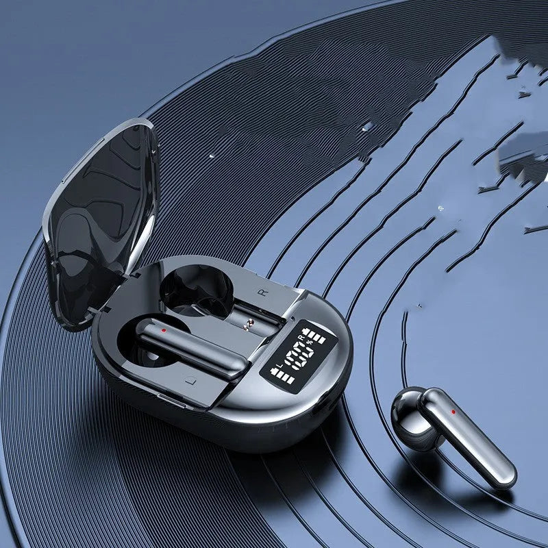 Wireless Bluetooth in-ear headphones with charging case, available in black or white colours