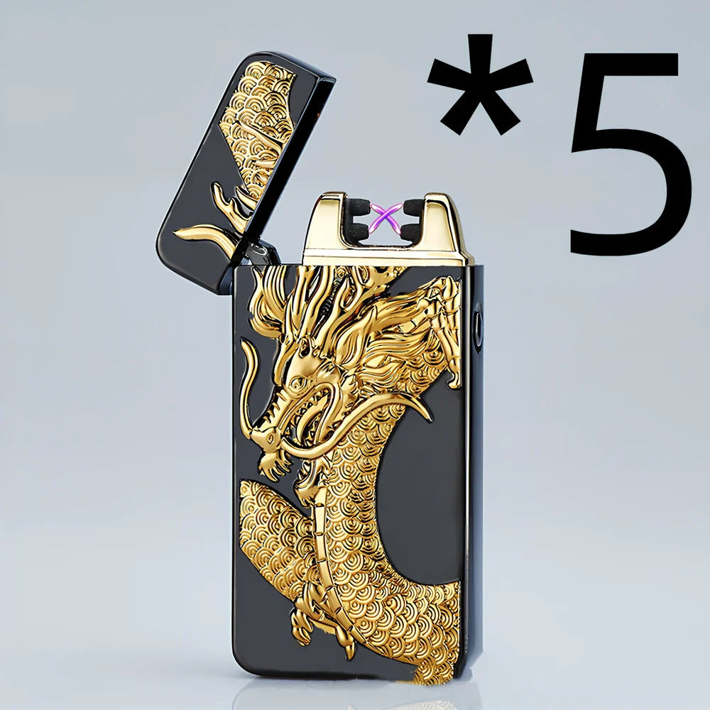 USB charging windproof lighter with ice pattern designs and metal body measuring 73.5mm