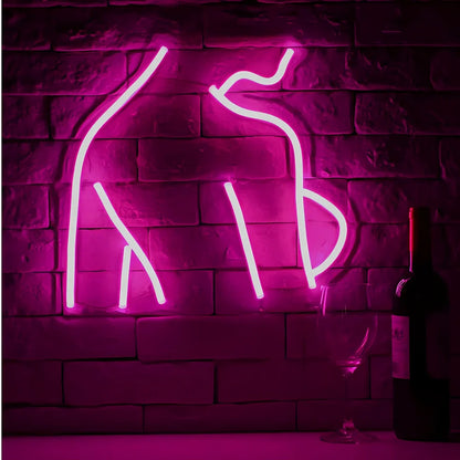 Pink acrylic LED neon wall sign measuring 25cm wide with USB cable connection