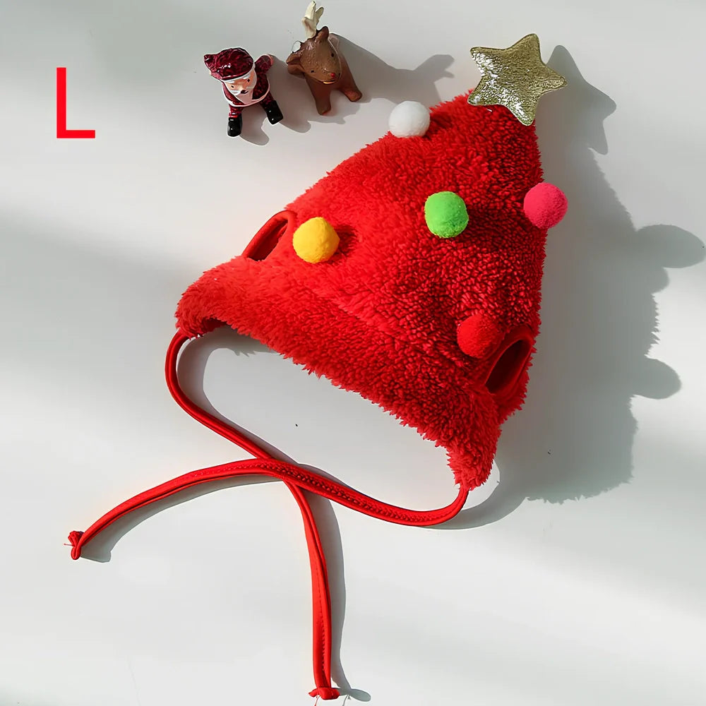 Christmas pet hat and saliva towel set with deer design for dogs and cats up to 15kg