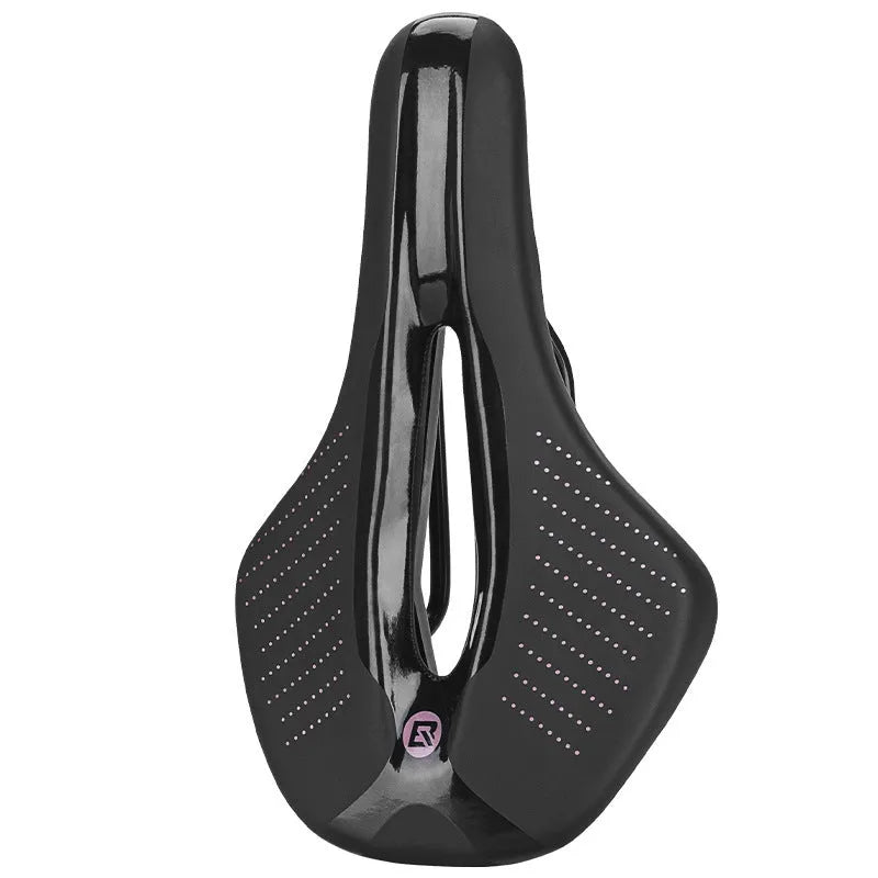 Medium-sized black and pink PU foam bicycle seat cushion for mountain bikes and road bikes