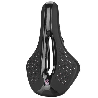 Medium-sized black and pink PU foam bicycle seat cushion for mountain bikes and road bikes