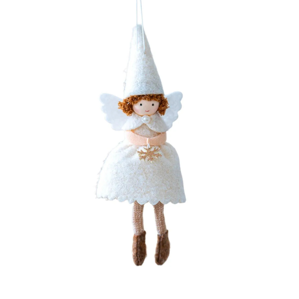 Modern Christmas angel skirt felt pendant decoration in white or pink with cloth material