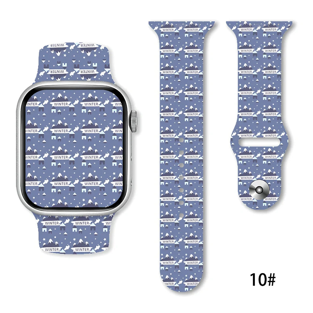 Christmas silicone watch strap in solid colours fitting 38-49mm watches with 30 colour options