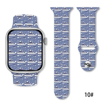 Christmas silicone watch strap in solid colours fitting 38-49mm watches with 30 colour options