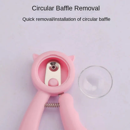 Blue pet nail clipper with stainless steel sickle blade and non-slip handle for dogs and cats.