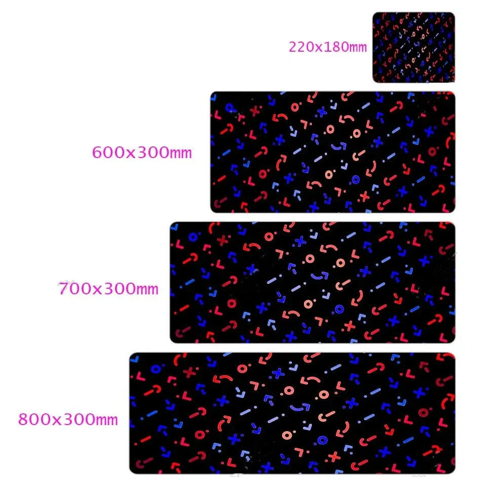 Character gaming mouse pad with 300x800mm surface and rubber base for precise tracking