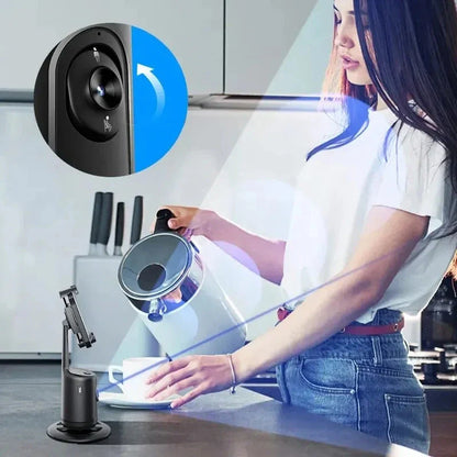 360° Auto-Tracking Smartphone Gimbal with AI Face Tracking, Stabilization, and 360° Rotation for Vlogging, Live Streaming, and Video Recording