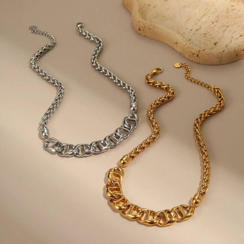 Stainless steel necklace 18K gold plated geometric pendant women's fashion OL style regular chain jewellery gift